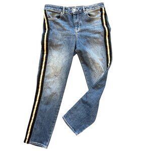 Karen Millen Midrise Side Stripe Blue Jeans